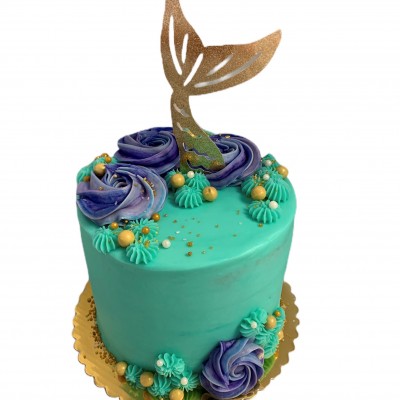 Mermaid cake 6" double layer seves 15